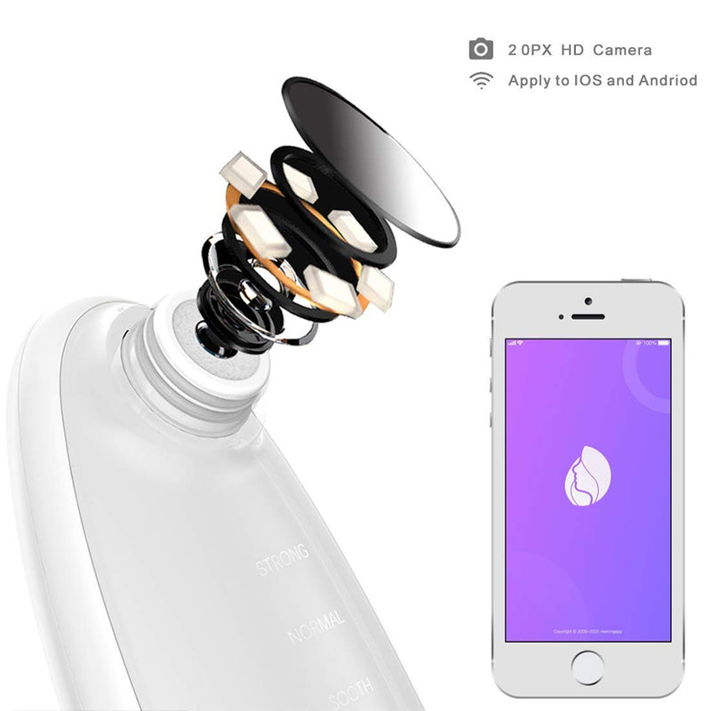 [Australia] - Pore Vacuum blackhead removal with Camera,20X Microscope visible pimple pooper tool kit, LeveTop Rechargeable Fical Pore acne suction tool white 