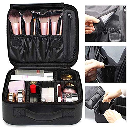 [Australia] - Travel Makeup Case Professional Travel Makeup Train Case 10'' Makeup Cosmetic Case Organizer Adjustable Dividers Travel Makeup Bag for Nail Tool,Makeup Brush,Toiletry,Jewelry and Digital Accessories Black-S 