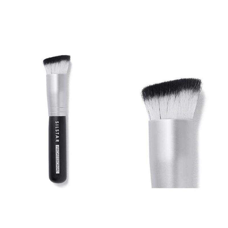 [Australia] - SILSTAR PROFESSIONAL ROUND ANGLED FLAT FOUNDATION BRUSH WITH HANDLE MADE OF NATURAL BIRCH WOOD, MADE IN KOREA 009 