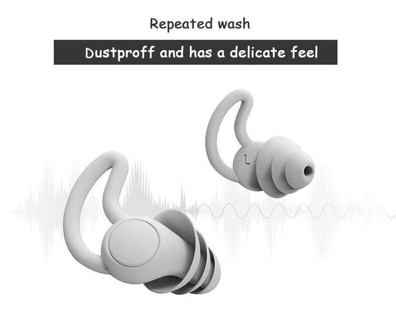 [Australia] - Reusable Safe Silicone Earplugs Noise Cancelling Ear Plugs for Sleeping (Reduce 40dB) High Fidelity Earplugs for Musicians Concerts Construction Motorcycle Shooting Sleeping (Gray) 