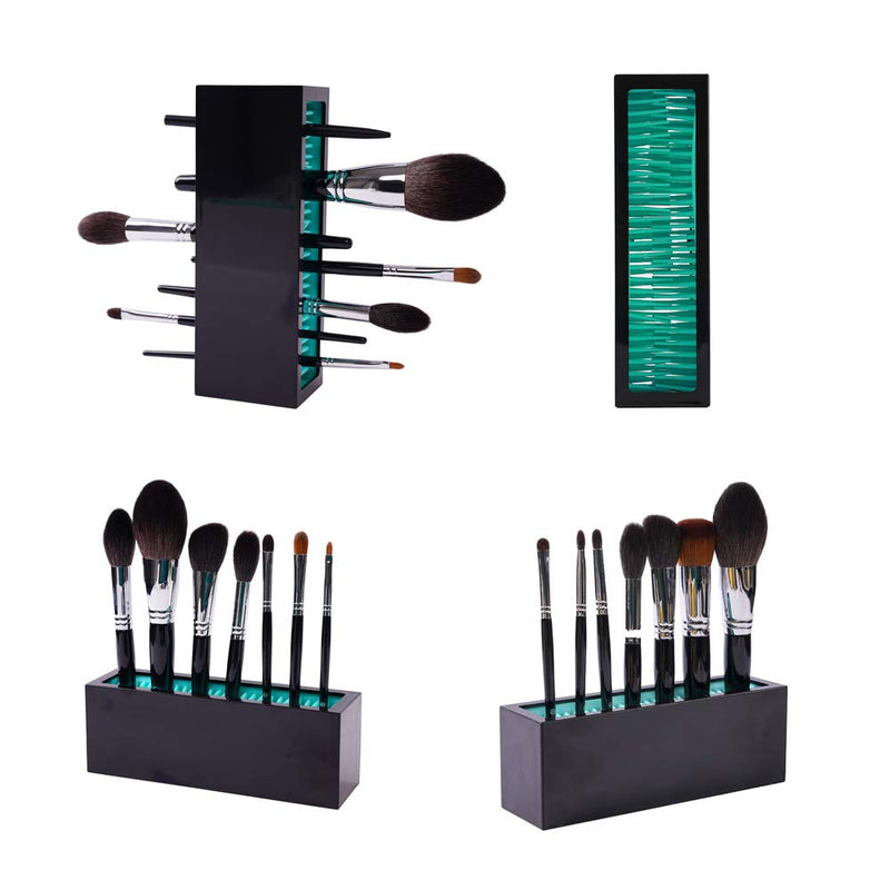 [Australia] - Makeup Brushes Holder Organizer, Silicone Vanity Air Drying Rack Display Storage for Brush, Eyeliners and More, Practical Cosmetic Tools Container by Jamend Clxp.(Blue-Black) black 