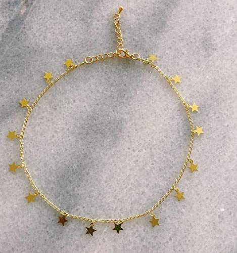 [Australia] - Long tiantian Star Choker Necklace for Women Handmade Delicate Star Necklace Choker for Girls Gold 