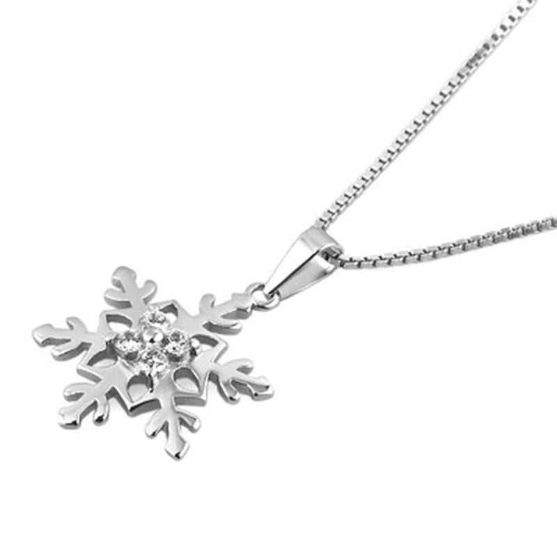 [Australia] - Jesse Ortega 925 Sterling Silver Snowflake Crystal Pendant Necklace for Women Girls Snowflake 1 