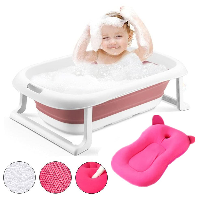[Australia] - Infant Baby Bath Mat, 4EVERHOPE Soft Infant Bath Pillow Lounger Newborn Bathtub Cushion (Light Pink) 