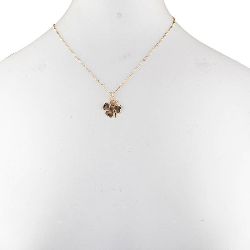 [Australia] - Lux Accessories Goldtone St Patricks Day Four Leaf Clover Luck Charm Necklace 