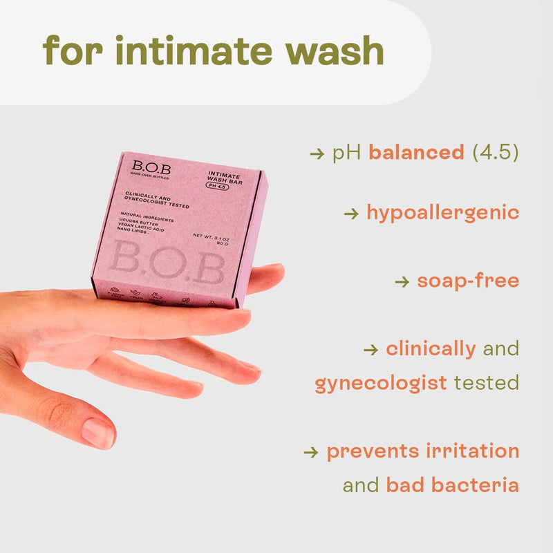 [Australia] - B.O.B Bars Over Bottles Intimate Wash Bar | pH balanced | Daily Feminine Wash | Ideal Ph Balance for Women | Natural, Vegan | Eco-friendly, Sustainable, Plastic Free | Waterless & Zero Waste (Intimate Wash Bar) 