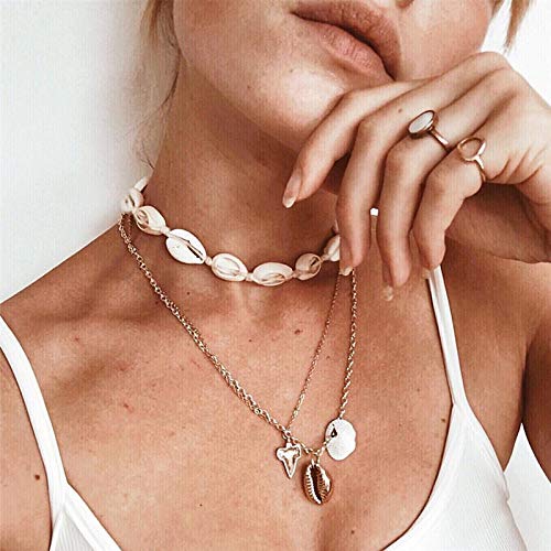 [Australia] - Cowrie Shell Choker Necklace with Pearl for Women Men,Natural Puka Seashell Collar Necklace Boho Hawaiian Summer Beach Necklace and Anklet Set Hawaii Jewelry SET #3 