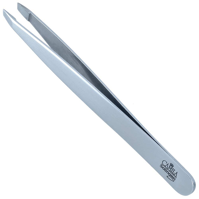 [Australia] - Camila Solingen CS25 4" Professional Surgical Grade Stainless Steel Precision Tip Eyebrow Tweezers for Facial Hair Shaping & Removal. Beauty Tool for Men/Women. Made in Solingen Germany (Slanted) Slanted 