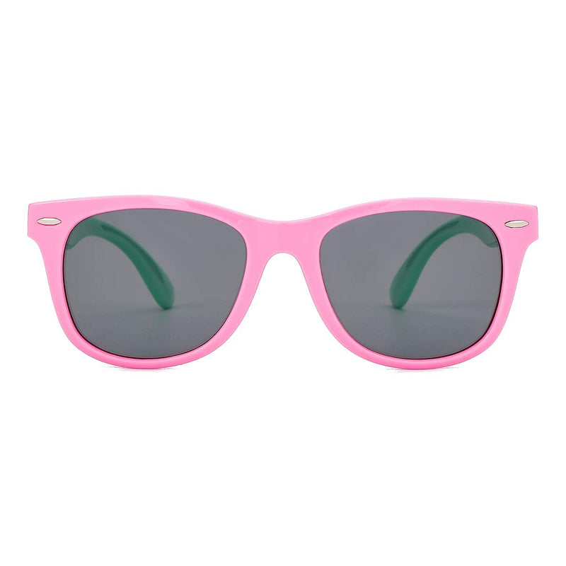 [Australia] - Kids Sunglasses – Polarized TPEE Rubber Flexible Sunglasses for Kids Little Girls Boys Age 3-12 A1 Pink&mintgreen/Grey 48 Millimeters 