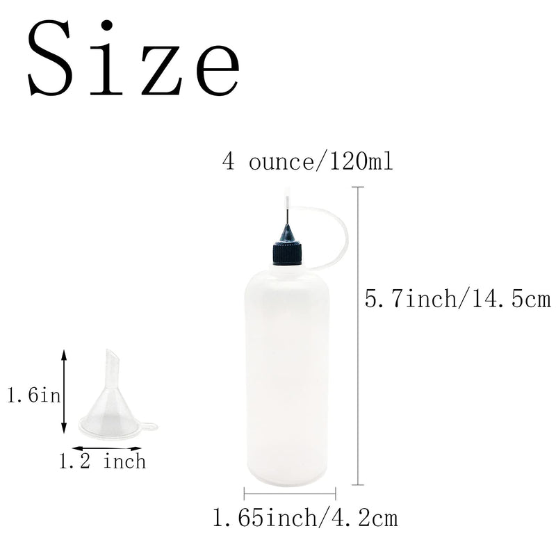 [Australia] - 5 Pcs Precision Tip Applicator Bottles, MYYZMY 4 Ounce Translucent Glue Bottles, with 2 Mini Funnel, 5 Color Lid 