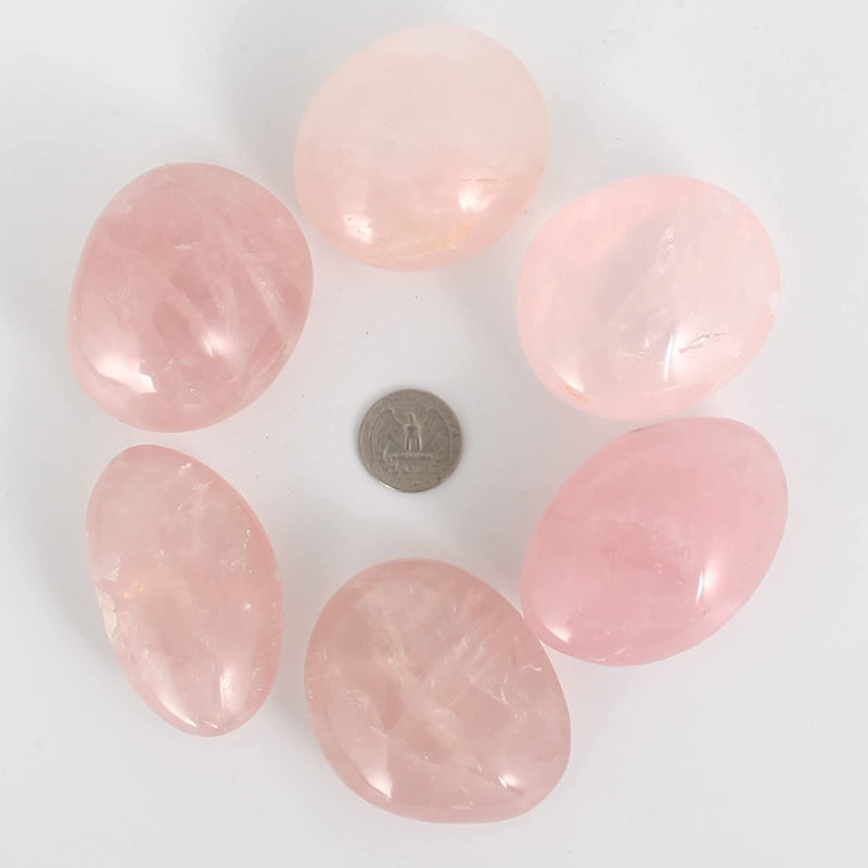 [Australia] - Orientrea Rose Quartz Palm Stone-2 Pcs Rose Quartz Pocket Energy Stone, Smooth Healing Crystal Worry Stone (Rose Quartz) 