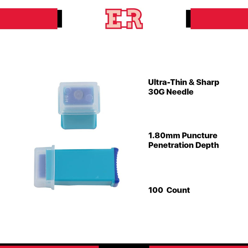 [Australia] - Ever Ready First Aid Safety Pressure Activated Lancets, Sterile Push Lancets with 30 Gauge for Blood Sugar Testing – 100 Count 