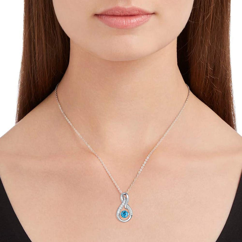 [Australia] - Caperci Sterling Silver Diamond Accent Layered Infinity Pendant Necklace - Best Christmas Jewelry Gifts for Women 5-Blue Topaz 