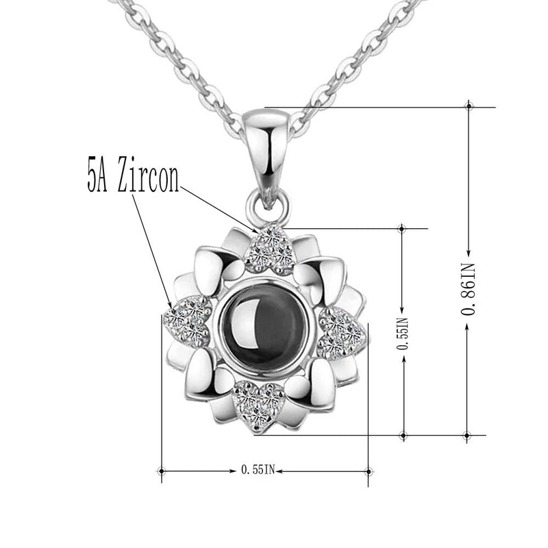 [Australia] - Hantaostyle I Love You Necklace, 925 Silver 100 Languages Projection Necklaces Mother's Day Jewelry Gifts Pendant Loving Memory Collarbone Necklace for Women 925 Silver Round Silver 1 