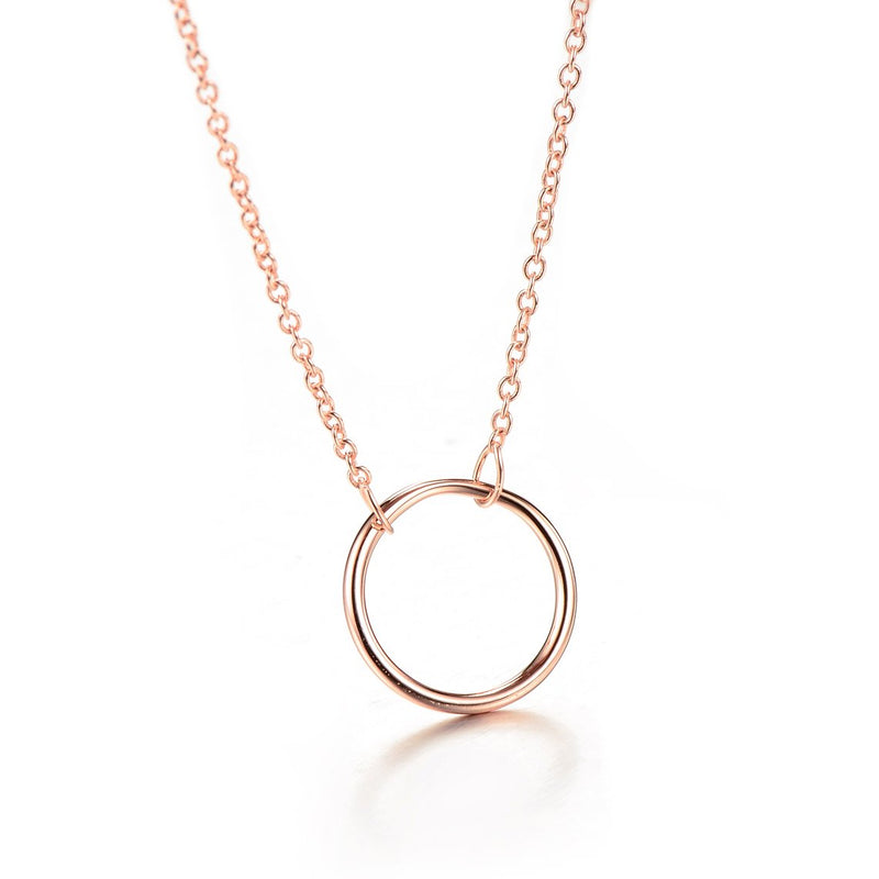 [Australia] - Open Circle Necklace in Yellow Gold, Rose Gold or Rhodium over 925 Sterling Silver rose-gold-flashed-silver 