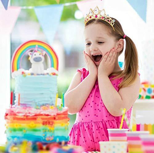 [Australia] - Tiaras for Girls, Vofler Princess Gold Crown Tiara Crystal Ruby Rhinestone Pearl Headband for Little Flower Girl Kids Rapunzel Women Birthday Wedding Pageant Prom Homecoming Halloween Costume Party 