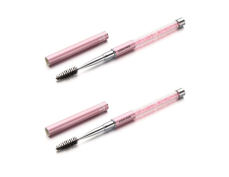 [Australia] - JOSALINAS 2PCS Mascara Brushes Eyebrow Eyelash Brushes Mascara Wands Applicators Eye Brushes Portable Cosmetic Brushes with Cap for Travel, Pink 