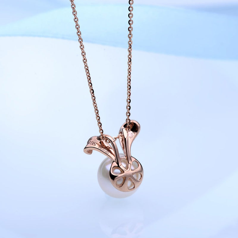 [Australia] - Freshwater Cultured Pearls Cute Animal Rabbit Pendant Delicate Jewelry S925 Sterling Silver Necklace Easter Valentine's Day Christmas for Girls Women - Rose Gold 