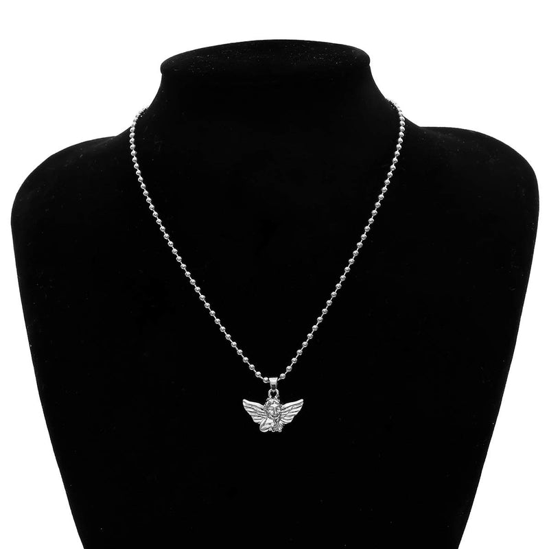 [Australia] - YOOE Angel Baby Wings Pendant Necklace.Cupid Love God Choker Egirl Necklace Infinity Guardian Infant Cherub Neutral Necklace for Women Girls (Silver) 