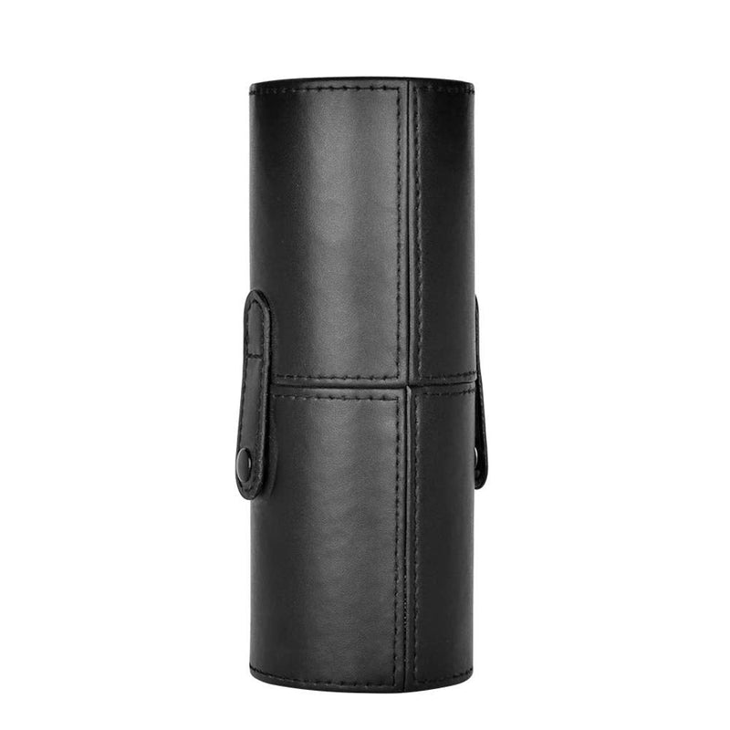 [Australia] - Large Makeup Brush Holder Leather Travel Portable Brushes Storage Case (Black) Black 