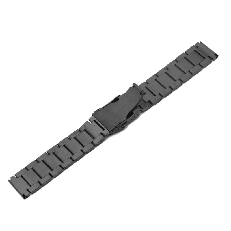 [Australia] - Silver/Black Stainless Steel Watch Bands Brushed Finish Watch Strap 18mm/20mm/22mm/24mm Double Buckle Bracelet Black 