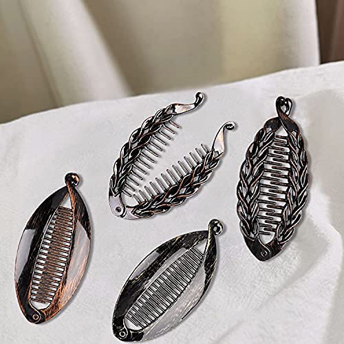 [Australia] - 6 Pieces Banana Hair Clips, 2 Styles Fishtail Clip Retro Twist Styling Banana Hair Clamp Flat Claw Clips for Women 