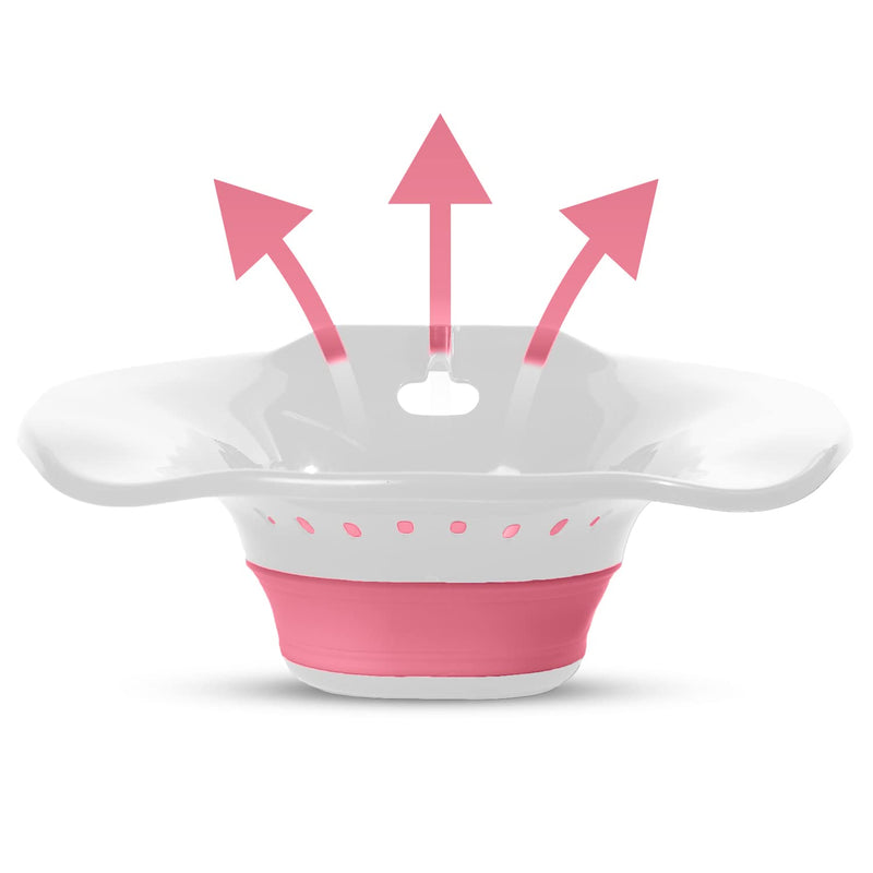 [Australia] - Peach Care Collapsible Sitz Bath Seat & Yoni Steam Herbs- for Over The Toilet Seat, Vaginal Bowl Steamer for Hemorrhoids, Postpartum Care & Perineal Soaking ( Pink ) Pink + White 