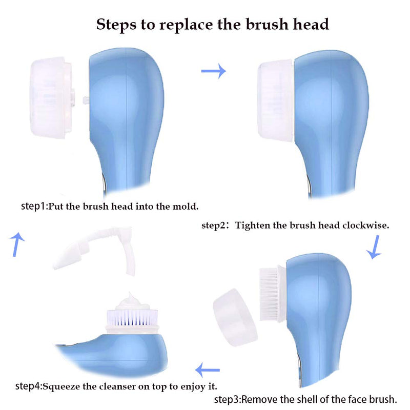 [Australia] - Facial Cleansing Brush Head Replacement, Deep Pore Facial Brush Heads For Clogged and Enlarged Pores(3Green 3Blue) Blue Brush Heads 