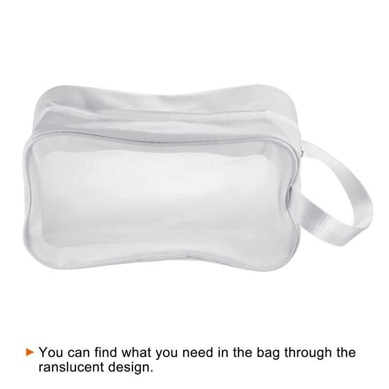 [Australia] - PATIKIL 5.9"x9.8"x3.7" Clear Toiletry Bag, 2 Pack PVC Makeup Bags Cosmetic Pouch with Zipper Handle for Travel Home Storage, White 