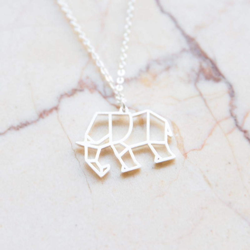 [Australia] - La Menagerie Elephant Silver Origami Jewelry & Silver Geometric Necklace – 925 Sterling Plated Silver Necklace & Elephant Necklaces for Women – Elephant Necklace for Girls & Necklace 