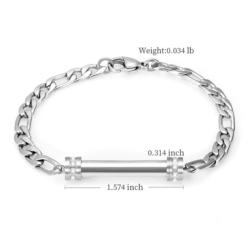 [Australia] - Cylinder Cremation Bracelet for Ashes Urn Jewelry Stainless Steel Memorial Keepsake Urn Bracelet Bangle Ashes Holder Silver 