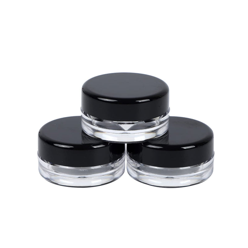 [Australia] - Houseables 3 Gram Jar, 3 ML, Black, 50 Pk, BPA Free, Cosmetic Sample Empty Container, Plastic, Round Pot, Screw Cap Lid, Small Tiny 3g Bottle, for Make Up, Eye Shadow, Nails, Powder, Paint, Jewelry 50 Count 