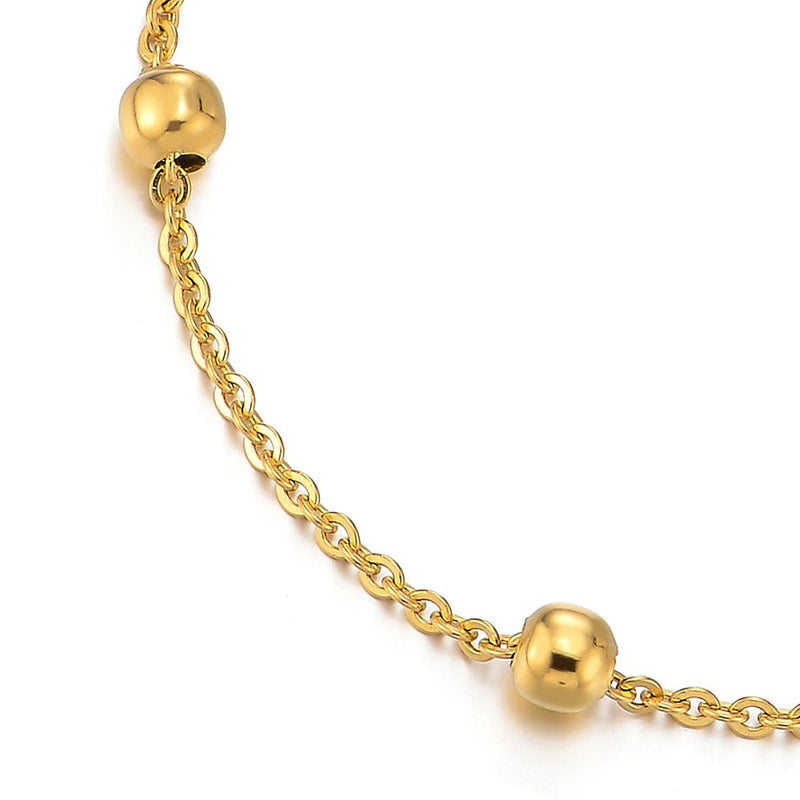 [Australia] - COOLSTEELANDBEYOND Stainless Steel Gold Color Anklet Bracelet with Charms of Ball 