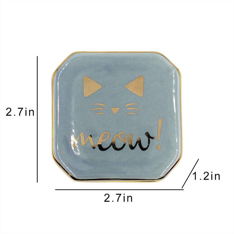 [Australia] - mossty Unicorn Jewelry Box Cat Trinket Organizer Ring Bearer Holder Earrings Storage Case with Lid Gift for Birthday Christmas Wedding Blue 