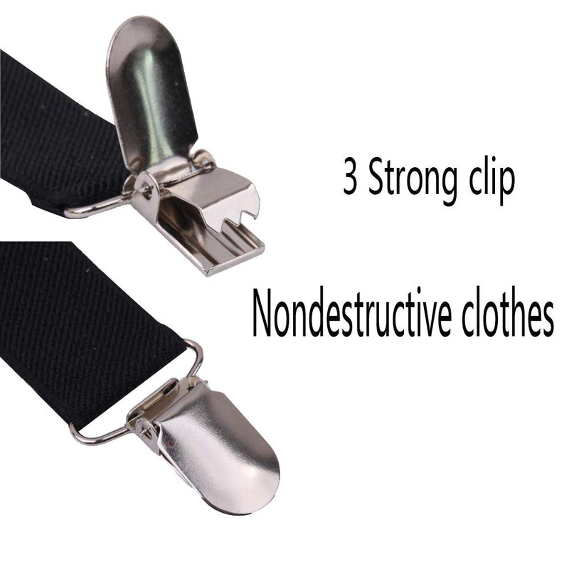 [Australia] - Black Suspenders for Kids Toddler Baby - Metal Clips Adjustable Y Style Design Elastic Classic Accessory Black 