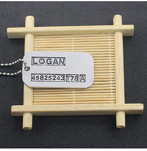 [Australia] - 925 Sterling Silver Plated Wolverine2 Logan's Double-sided Engraved Square Charm Pendant Necklace 