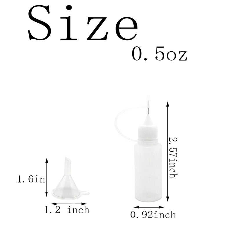 [Australia] - 18 Pcs Precision Tip Applicator Bottles, MYYZMY 0.5 Ounce Translucent Glue Bottles, with 2 Funnel, Multicolor Lids 