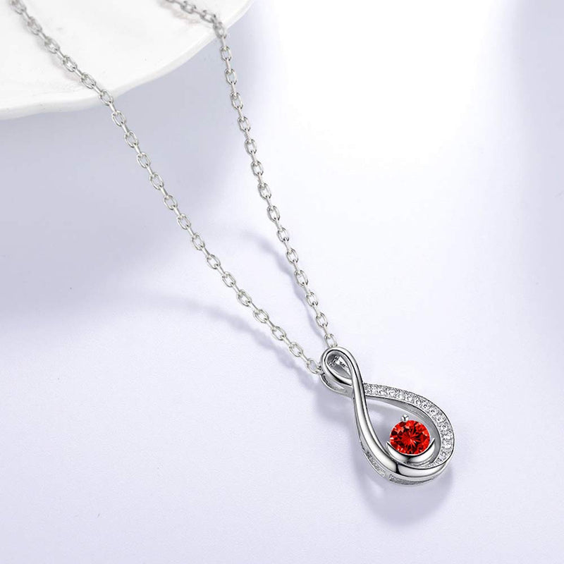 [Australia] - Birthday Gifts for Wife July Birthstone Jewelry for Mom Ruby Necklace Women Sterling Silver Endless Love Infinity Jewelry Endless Love Infinity Red Ruby Necklace 