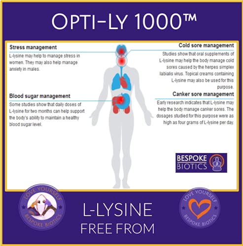 [Australia] - L-Lysine 1000mg - XL Box 3 Months 90 caps Not 60 | Opti- Ly 1000™ |Essential Amino Acid | Athletic Performance| Muscle Power | BP | Heart| Cold Sores| Leaky Gut| Sugar Support| Mood| UK Made 