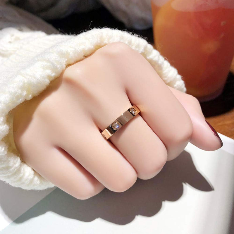 [Australia] - Gold Ring Women Teen Girls Rings 18K Gold Plated Titanium Steel with Cubic Zirconia Stones Ring Gift for Valentine's Day Birthday 5 
