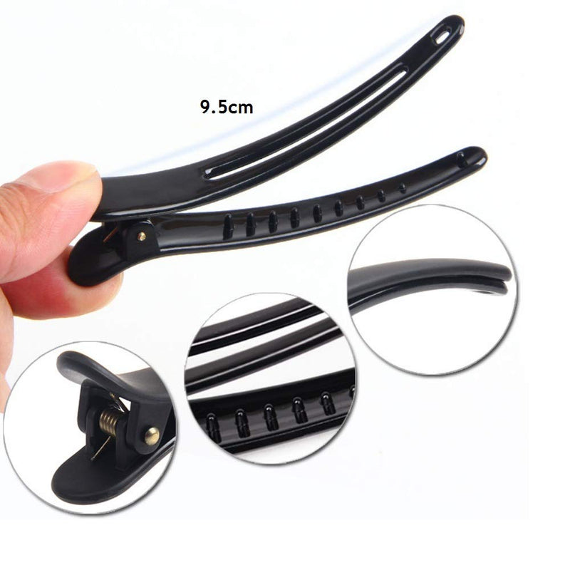 [Australia] - 12pcs Hair Sectioning Clips + 1pcs Antistatic Tail Comb, Hair Clamp Grips for Women Girls Hairdressing Styling Salon Tool (Clips & Comb Set) Black 