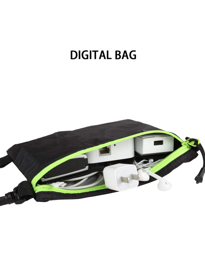 [Australia] - GOX Ultra Light Carry On Zipper Pouch Toiletry Bag Packing Sack Makeup Bag Digital bag (Black) Black 