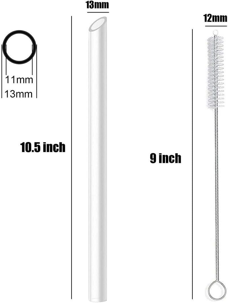 [Australia] - ALINK Reusable Clear Boba Straws, 13 mm x 10.5 in, Jumbo Hard Plastic Smoothie Straws for Bubble Tea, Pack of 8 with 2 Cleaning Brush 