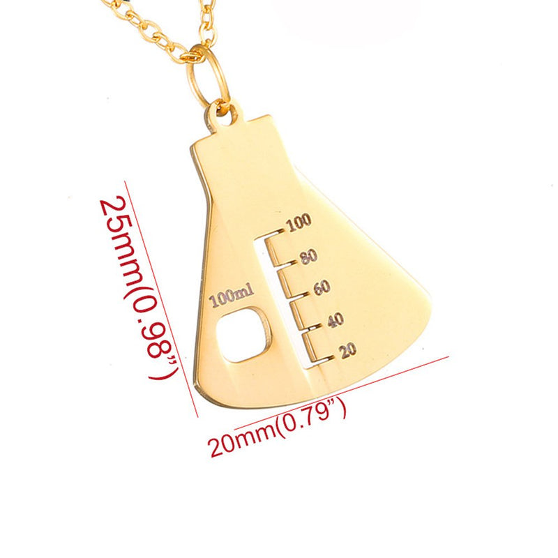 [Australia] - AOCHEE Love Science Erlenmeyer Flask Chemistry Necklace with Heart Medical Jewelry Gold1 