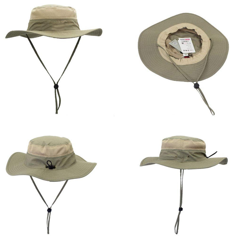 [Australia] - Outdoor Sun Protection Hat Wide Brim Bucket Hats UV Protection Boonie Hat 56-62cm Dark Khaki 