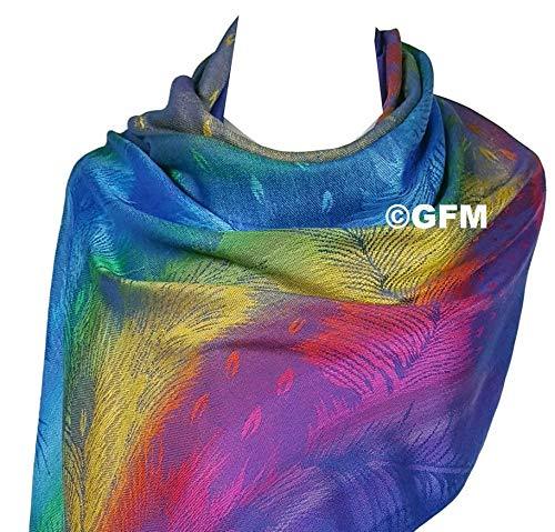 [Australia] - GFM Silky Feel Rainbow Pashmina Style Scarf in Paisley Or Floral (NEOPASH-A) Pck4-crtnl-royal Blue 