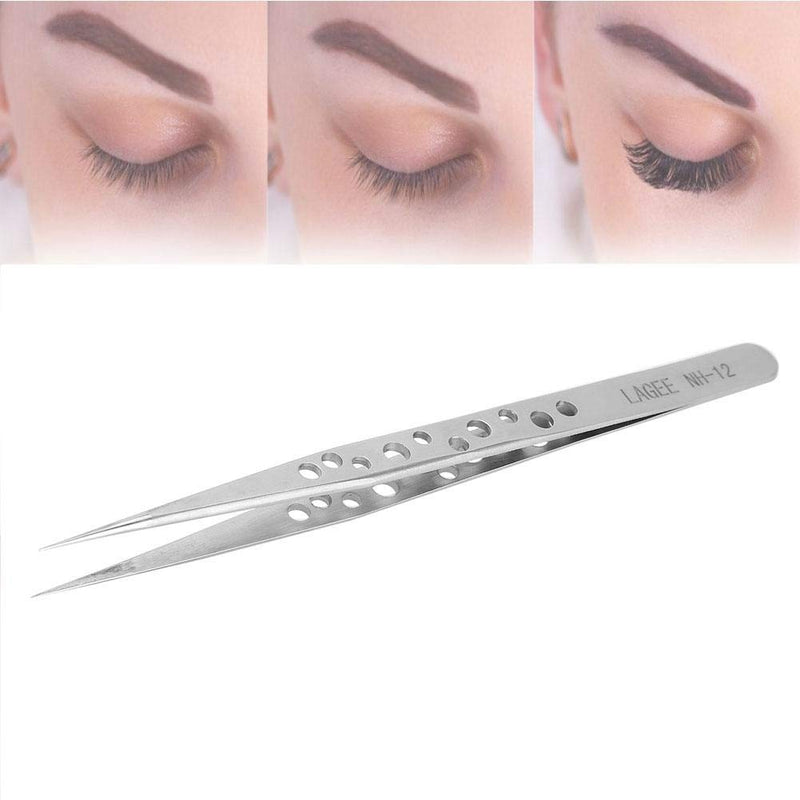 [Australia] - Stainless Steel Point Tweezer for False Eyelashes, Antistatic Tweezer Kit Eyelash Extensions Straight Tweezers for Splinters, Ticks & Glass Removal Best for Eyebrow Hair, Facial Hair Removal NH-12 