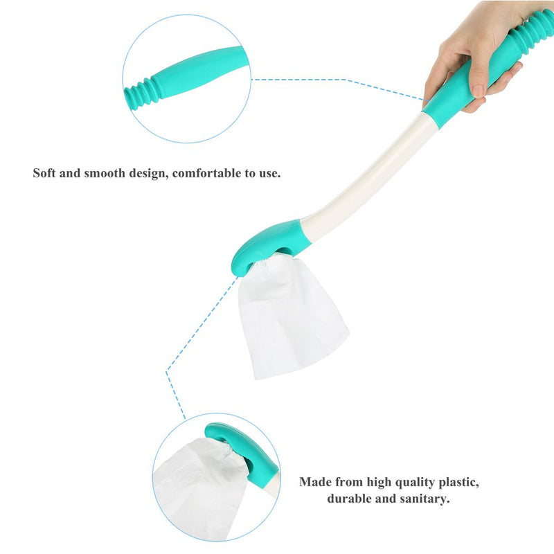 [Australia] - Long Reach Comfort Wipe, Long Handle Reach Comfort Bottom Wiper Holder Toilet Paper Tissue Grip Self Wipe Aid Helper for Limited Mobility Disabled Arthritis Shoulder 