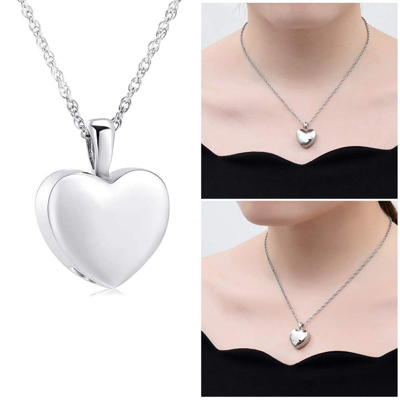 [Australia] - shajwo Cremation Heart Urn Necklace Ashes Jewelry for Women Men Keepsake Pendant Memorial Locket Ash Holder Silver 