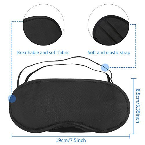[Australia] - 15 Pack Eye Sleeping Blindfold Soft Eye Shade Cover with Nose Pad and Adjustable Strap for Travel Sleep, Black 